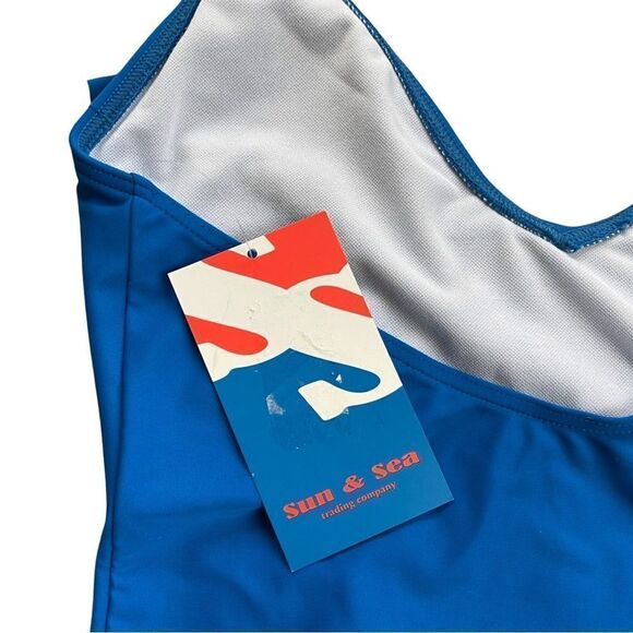 Sun and Sea | Blue Ruffle Halter One-Piece Women XS Swimsuit NWT - Picture 5 of 11